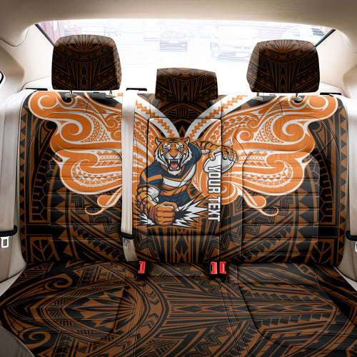Custom Wests Tigers Back Car Seat Cover TigerWarrior Polynesia Islander Rugby Mascot