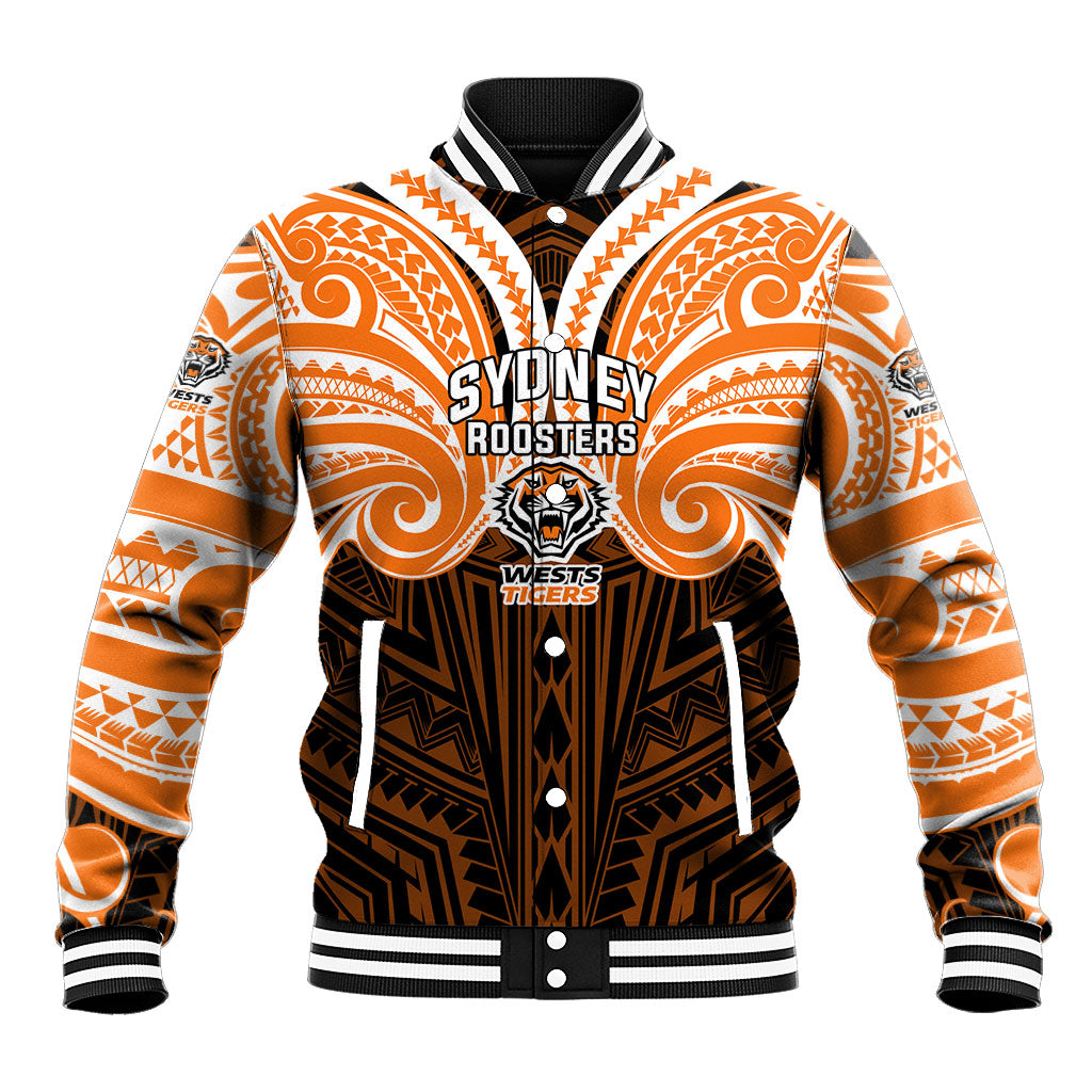 Custom Wests Tigers Baseball Jacket TigerWarrior Polynesia Islander Rugby Mascot