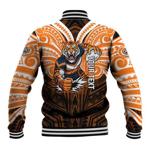 Custom Wests Tigers Baseball Jacket TigerWarrior Polynesia Islander Rugby Mascot