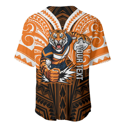Custom Wests Tigers Baseball Jersey TigerWarrior Polynesia Islander Rugby Mascot