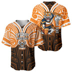 Custom Wests Tigers Baseball Jersey TigerWarrior Polynesia Islander Rugby Mascot