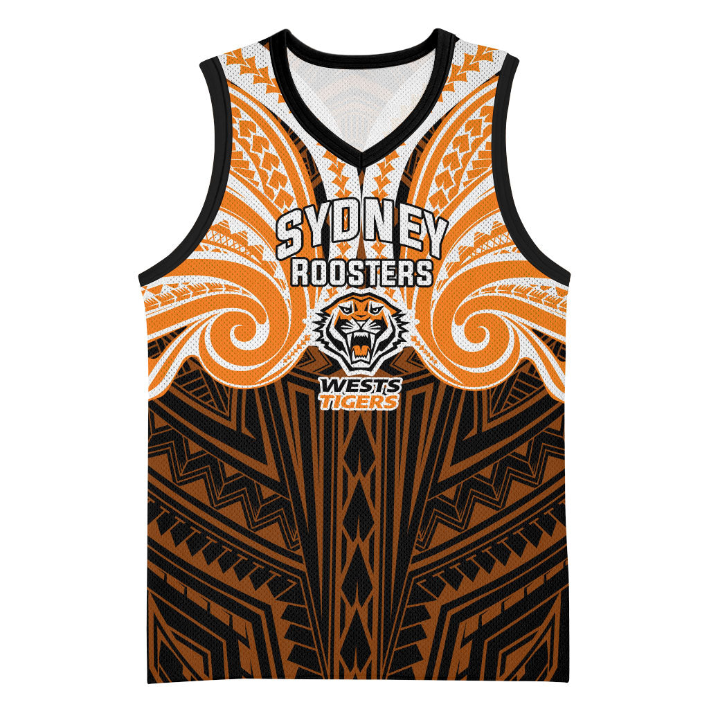 Custom Wests Tigers Basketball Jersey TigerWarrior Polynesia Islander Rugby Mascot