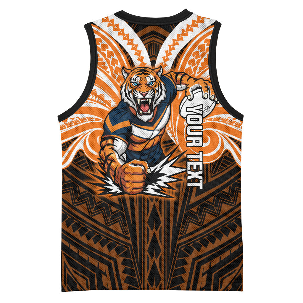 Custom Wests Tigers Basketball Jersey TigerWarrior Polynesia Islander Rugby Mascot