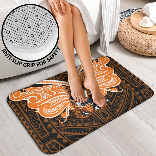 Custom Wests Tigers Bathroom Set TigerWarrior Polynesia Islander Rugby Mascot