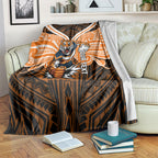 Custom Wests Tigers Blanket TigerWarrior Polynesia Islander Rugby Mascot