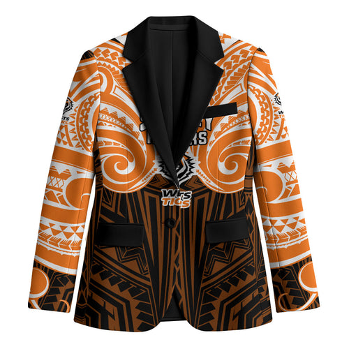 Custom Wests Tigers Blazer TigerWarrior Polynesia Islander Rugby Mascot