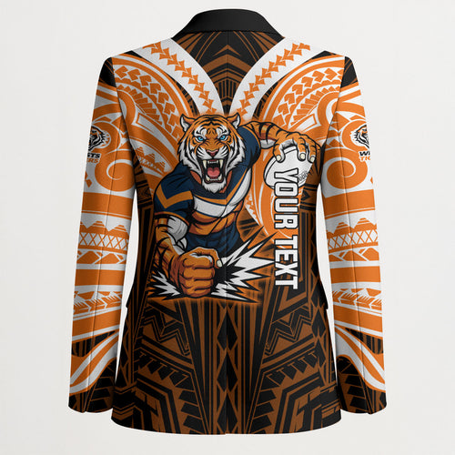 Custom Wests Tigers Blazer TigerWarrior Polynesia Islander Rugby Mascot