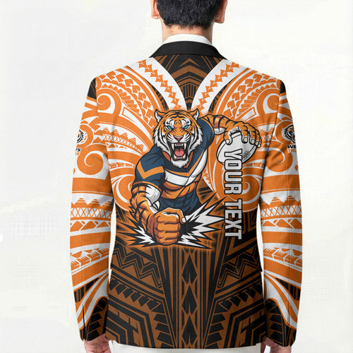 Custom Wests Tigers Blazer TigerWarrior Polynesia Islander Rugby Mascot