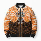 Custom Wests Tigers Bomber Puffer Jacket TigerWarrior Polynesia Islander Rugby Mascot