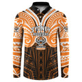 Custom Wests Tigers Button Sweatshirt TigerWarrior Polynesia Islander Rugby Mascot