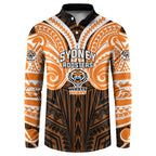 Custom Wests Tigers Button Sweatshirt TigerWarrior Polynesia Islander Rugby Mascot