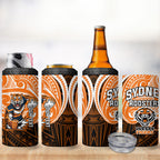 Custom Wests Tigers 4 in 1 Can Cooler Tumbler TigerWarrior Polynesia Islander Rugby Mascot