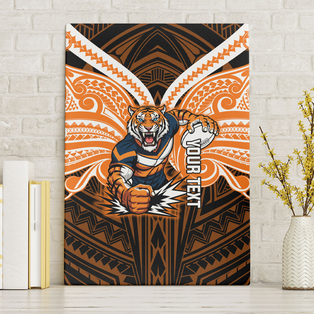 Custom Wests Tigers Canvas Wall Art TigerWarrior Polynesia Islander Rugby Mascot
