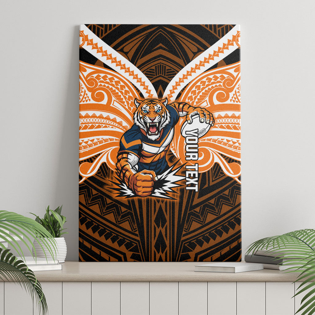 Custom Wests Tigers Canvas Wall Art TigerWarrior Polynesia Islander Rugby Mascot