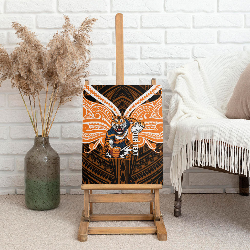 Custom Wests Tigers Canvas Wall Art TigerWarrior Polynesia Islander Rugby Mascot