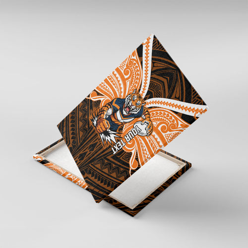 Custom Wests Tigers Canvas Wall Art TigerWarrior Polynesia Islander Rugby Mascot