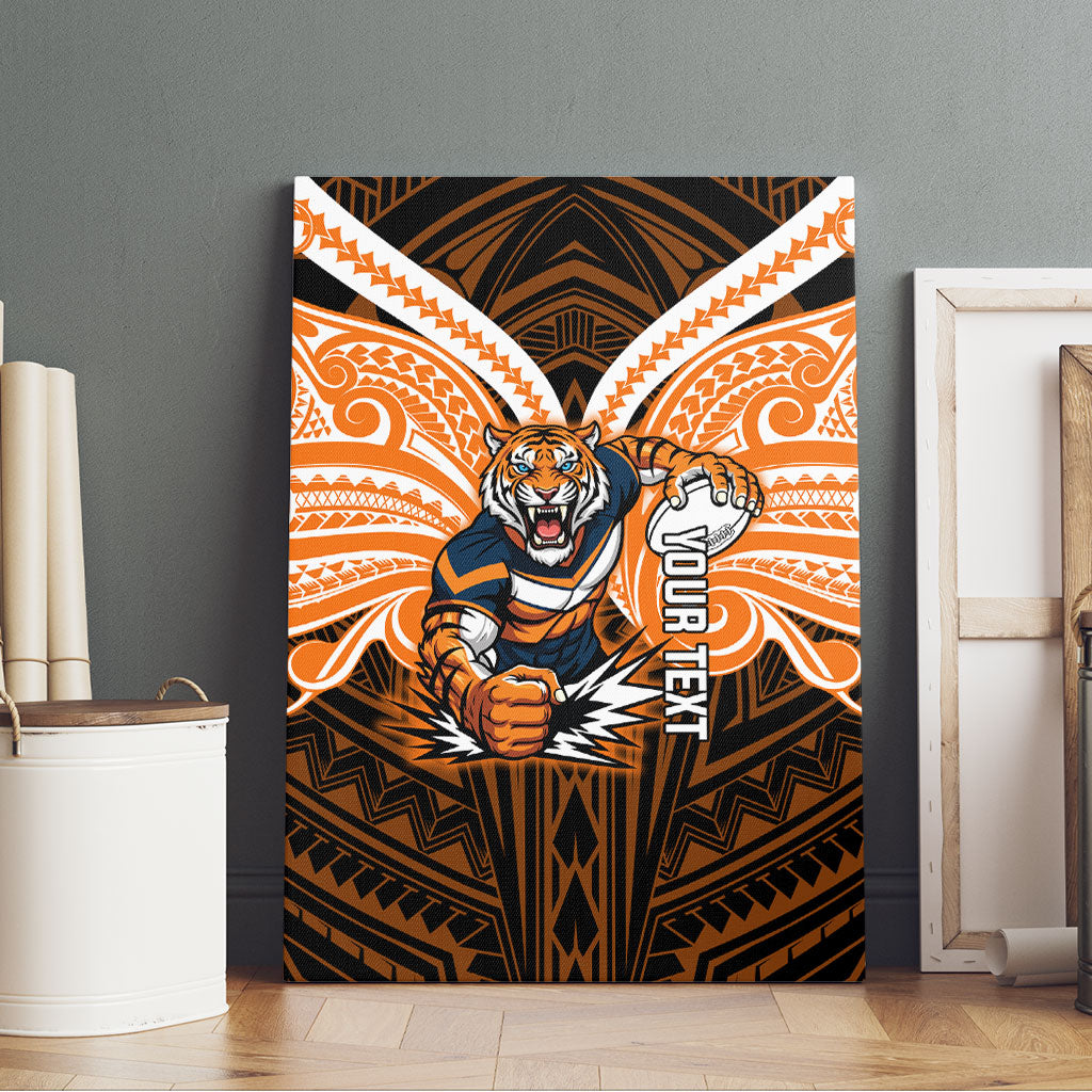 Custom Wests Tigers Canvas Wall Art TigerWarrior Polynesia Islander Rugby Mascot