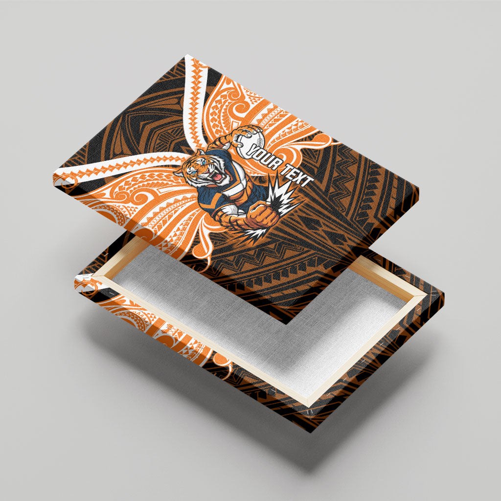 Custom Wests Tigers Canvas Wall Art TigerWarrior Polynesia Islander Rugby Mascot