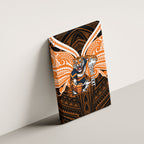 Custom Wests Tigers Canvas Wall Art TigerWarrior Polynesia Islander Rugby Mascot