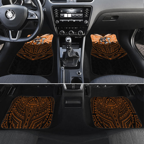 Custom Wests Tigers Car Mats TigerWarrior Polynesia Islander Rugby Mascot