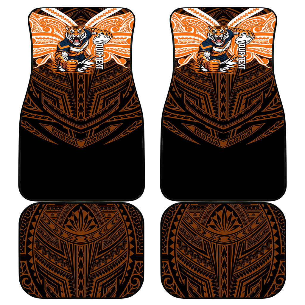 Custom Wests Tigers Car Mats TigerWarrior Polynesia Islander Rugby Mascot