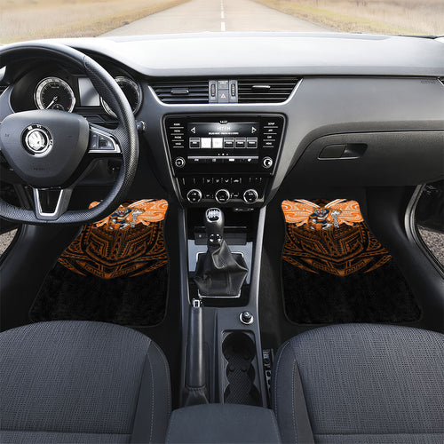 Custom Wests Tigers Car Mats TigerWarrior Polynesia Islander Rugby Mascot