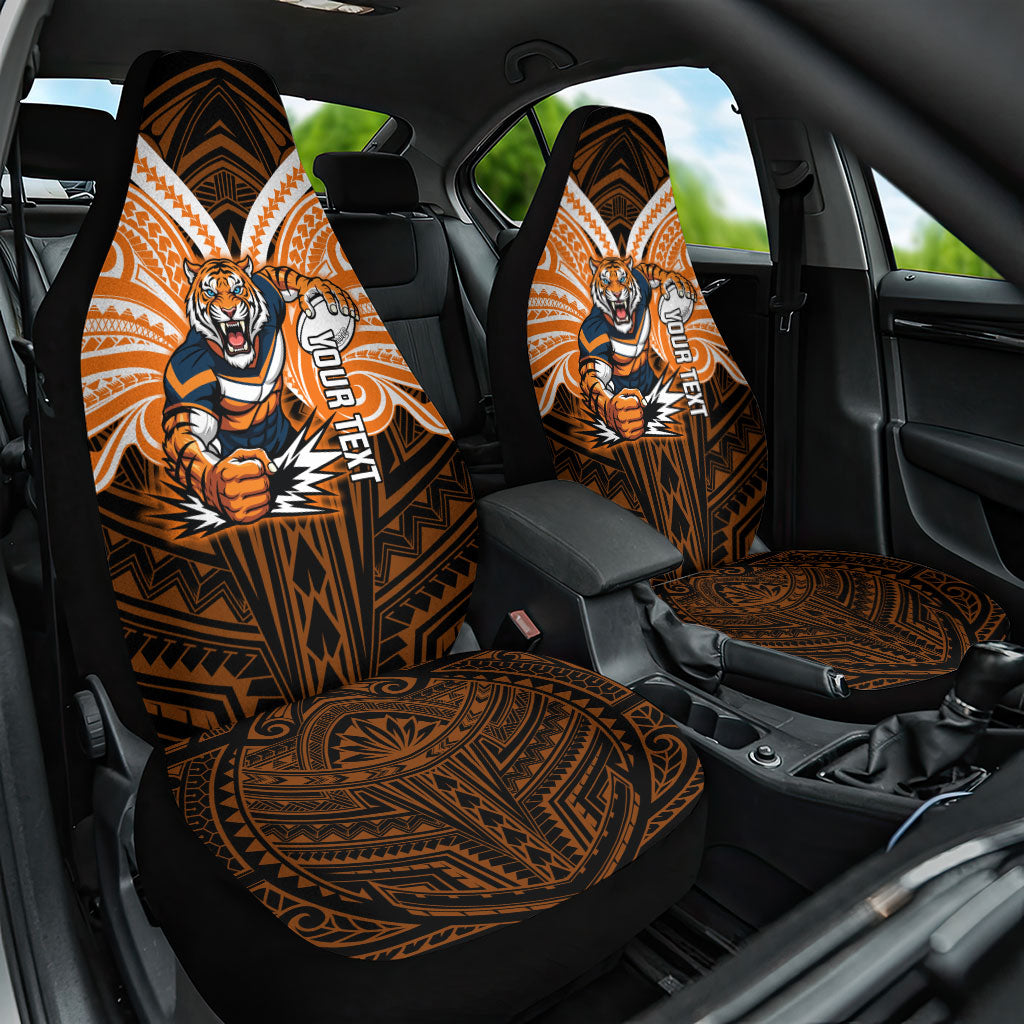 Custom Wests Tigers Car Seat Cover TigerWarrior Polynesia Islander Rugby Mascot