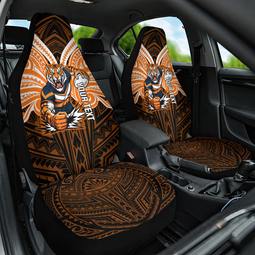 Custom Wests Tigers Car Seat Cover TigerWarrior Polynesia Islander Rugby Mascot