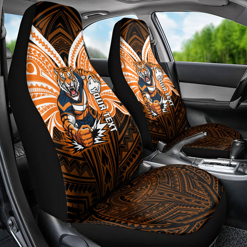 Custom Wests Tigers Car Seat Cover TigerWarrior Polynesia Islander Rugby Mascot
