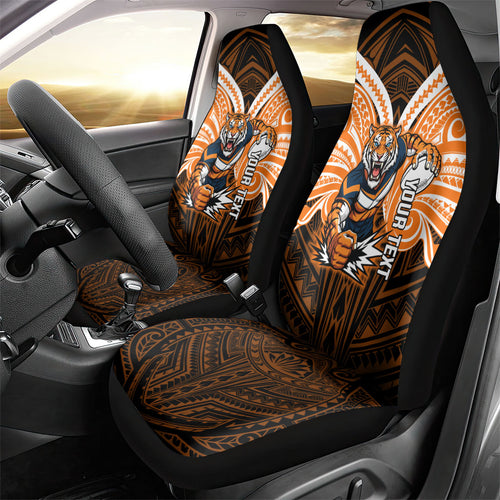 Custom Wests Tigers Car Seat Cover TigerWarrior Polynesia Islander Rugby Mascot
