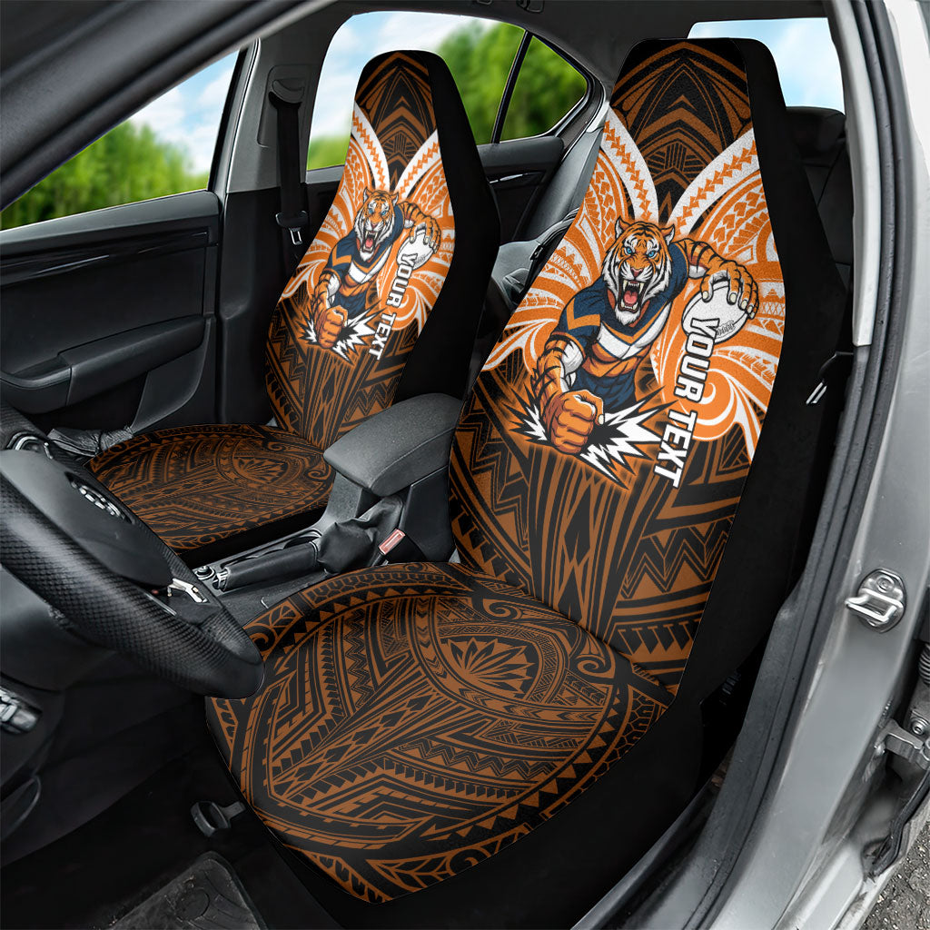 Custom Wests Tigers Car Seat Cover TigerWarrior Polynesia Islander Rugby Mascot