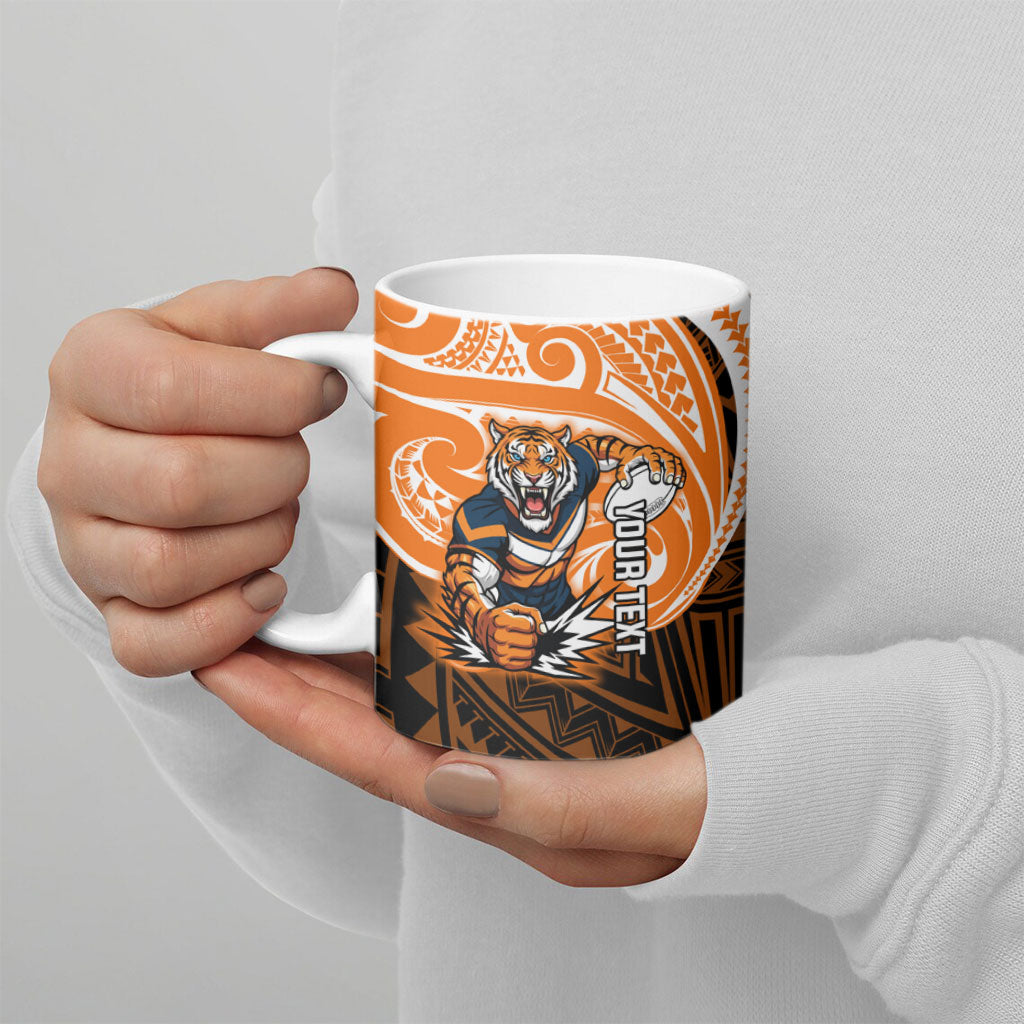 Custom Wests Tigers Ceramic Mug TigerWarrior Polynesia Islander Rugby Mascot