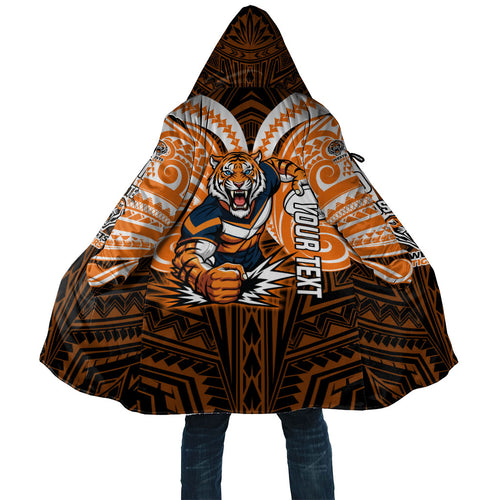 Custom Wests Tigers Cloak TigerWarrior Polynesia Islander Rugby Mascot