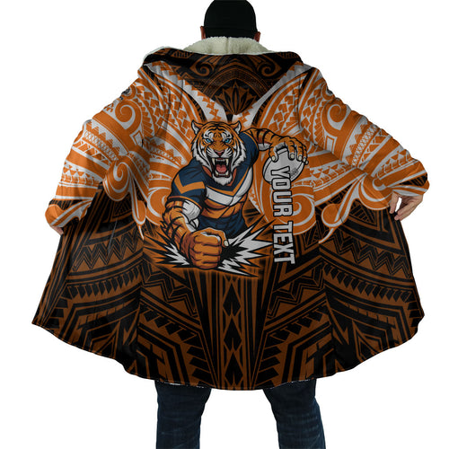 Custom Wests Tigers Cloak TigerWarrior Polynesia Islander Rugby Mascot