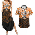 Custom Wests Tigers Couples Matching Summer Maxi Dress and Hawaiian Shirt TigerWarrior Polynesia Islander Rugby Mascot