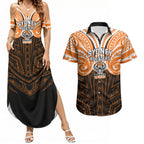 Custom Wests Tigers Couples Matching Summer Maxi Dress and Hawaiian Shirt TigerWarrior Polynesia Islander Rugby Mascot
