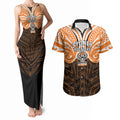 Custom Wests Tigers Couples Matching Tank Maxi Dress and Hawaiian Shirt TigerWarrior Polynesia Islander Rugby Mascot