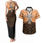 Custom Wests Tigers Couples Matching Tank Maxi Dress and Hawaiian Shirt TigerWarrior Polynesia Islander Rugby Mascot