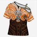 Custom Wests Tigers Cross Shoulder Shirt TigerWarrior Polynesia Islander Rugby Mascot
