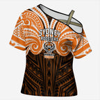 Custom Wests Tigers Cross Shoulder Shirt TigerWarrior Polynesia Islander Rugby Mascot