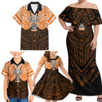Custom Wests Tigers Family Matching Off Shoulder Maxi Dress and Hawaiian Shirt TigerWarrior Polynesia Islander Rugby Mascot