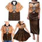 Custom Wests Tigers Family Matching Puletasi and Hawaiian Shirt TigerWarrior Polynesia Islander Rugby Mascot