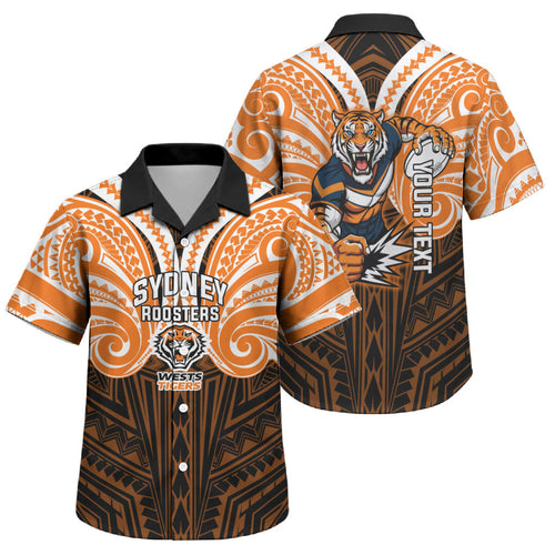 Custom Wests Tigers Family Matching Tank Maxi Dress and Hawaiian Shirt TigerWarrior Polynesia Islander Rugby Mascot