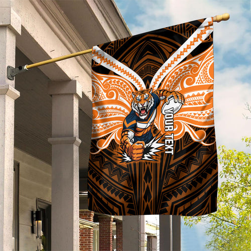 Custom Wests Tigers Garden Flag TigerWarrior Polynesia Islander Rugby Mascot