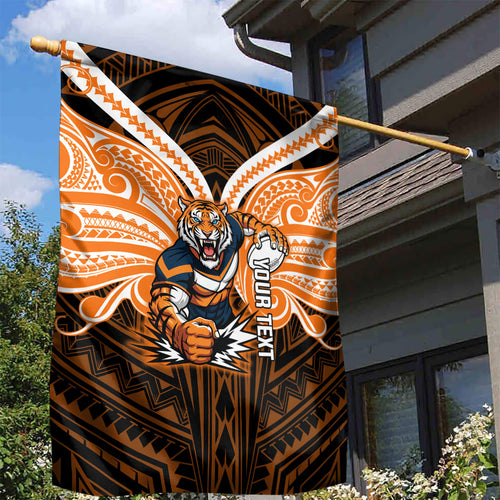 Custom Wests Tigers Garden Flag TigerWarrior Polynesia Islander Rugby Mascot