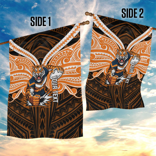 Custom Wests Tigers Garden Flag TigerWarrior Polynesia Islander Rugby Mascot