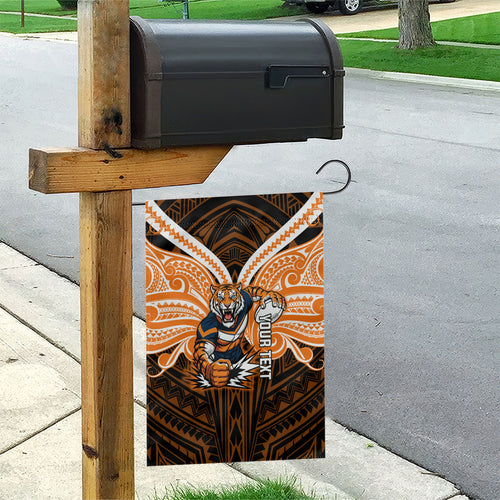 Custom Wests Tigers Garden Flag TigerWarrior Polynesia Islander Rugby Mascot