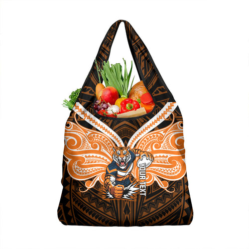 Custom Wests Tigers Grocery Bag TigerWarrior Polynesia Islander Rugby Mascot