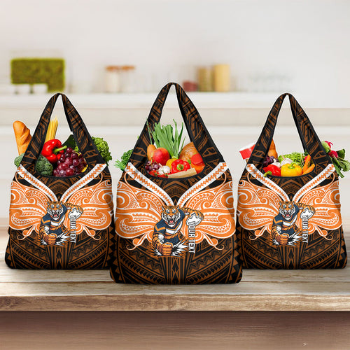 Custom Wests Tigers Grocery Bag TigerWarrior Polynesia Islander Rugby Mascot