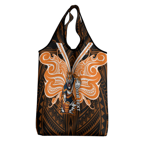 Custom Wests Tigers Grocery Bag TigerWarrior Polynesia Islander Rugby Mascot